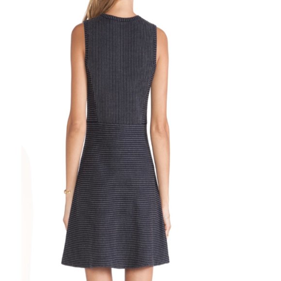 Theory Randria Navy Striped Mini Dress - Picture 2 of 8
